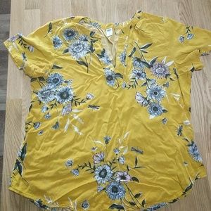 Old Navy yellow floral blouse